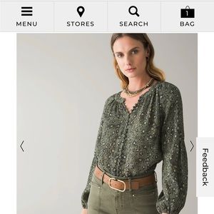 WHBM Long Sleeve High-Low Printed Blouse Size M